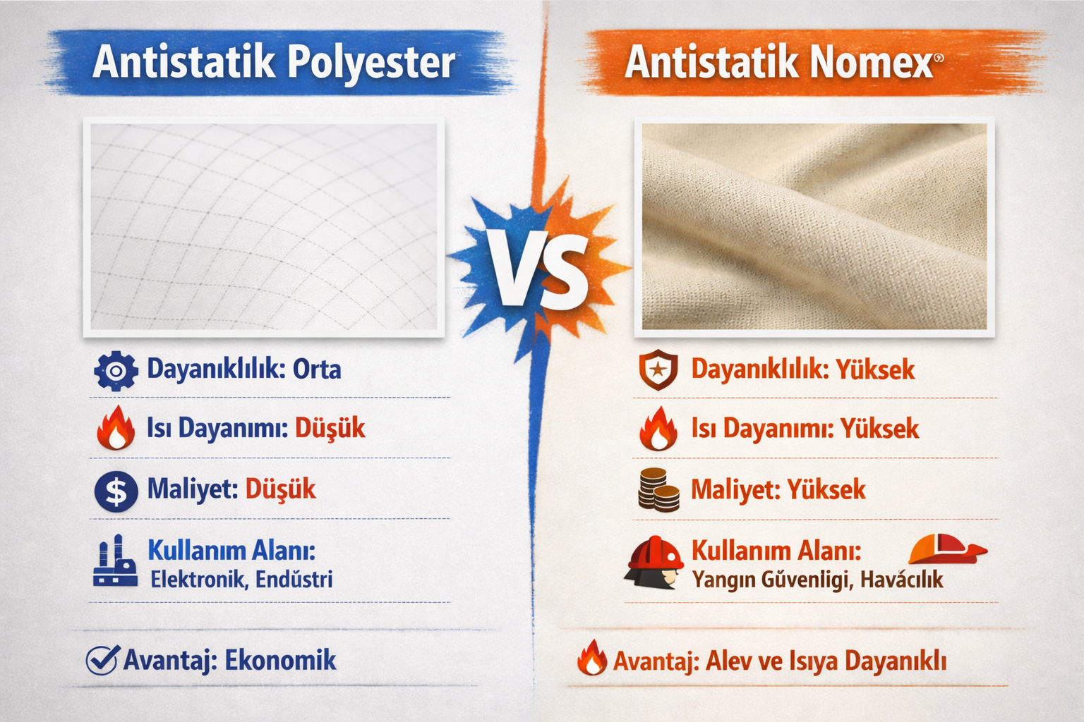 Antistatik Polyester mi, Antistatik Nomex mi? 